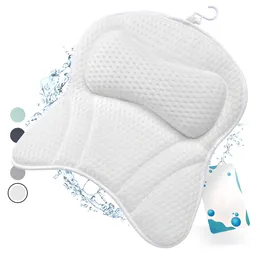 Oreiller de bain ergonomique blanc avec ventouses, antidérapant pour la tête, le dos, les épaules et le cou, accessoires
