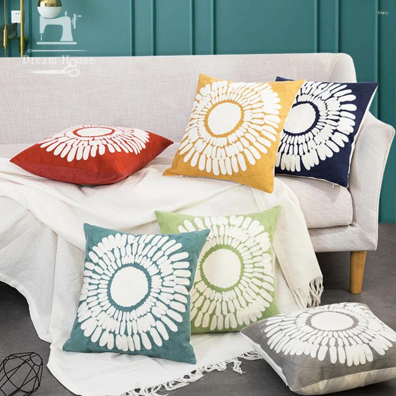 Cuscino etnico bohémien floreale ricamo di cotone floreale cuscino spesso divano decorativo di divano soggiorno cuscini
