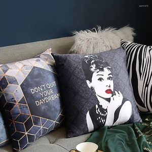 Oreiller européen artistique de luxe artistique marbre géométrique Hepburn Velvet Sofa Cover Worelowcase Throw Home Decor