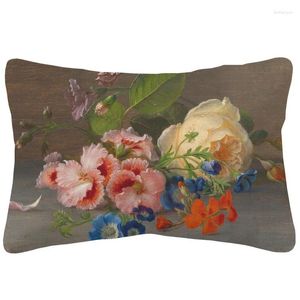 Oreiller de la peinture à fleurs d'oiseau européen couvre les oreillers décoratifs de fleurs de rose pour canapé 30x50cm décoration de maison