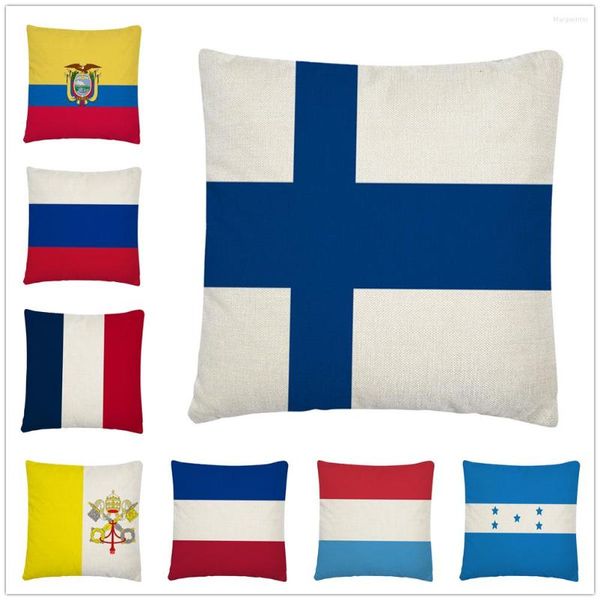 Funda de almohada de lino con patrón de bandera de países europeos, funda de almohada para el hogar, sofá, decoración de coche, funda de almohada de 45X45 Cm