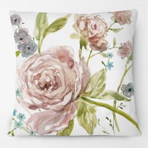 Oreiller de la peinture à la main de fleur de rose moderne européenne couvre les oreillers décoratifs floraux d'été pour canapé