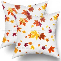 Ensemble de 2 taies d'oreiller avec feuilles mortes, décoration florale de couleur Orange et jaune pour Thanksgiving, automne