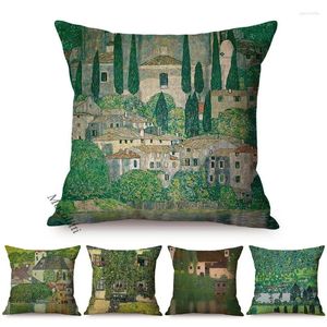 Kussen beroemde schilder Gustav Klimt bloemgras boerderij vintage landelijk landschap olieverfschildering decoratieve kussens kussen sofa cover