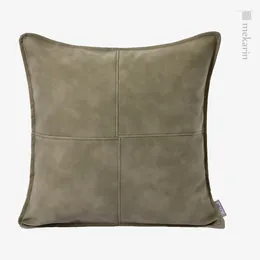 Ferme d'oreiller décoration intérieure avec canapé de taille croix de couture en cuir vert couture de château