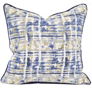 Kussen Fashion Blue Geometric Plaid Decorative Thurg Pillow/Almofadas Case 45 50 European Modern Classic Cover Home Decorating
