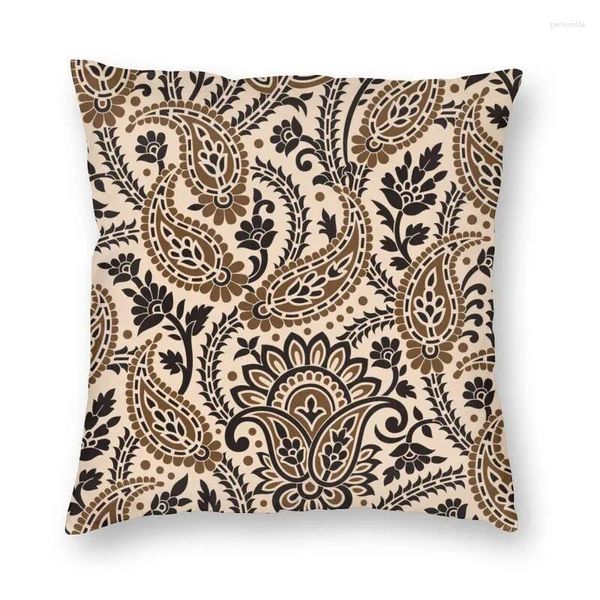 Pillow Fashion Brown Paisley Floral Texture Case Home Decorative 3D Boho Bohemian Flowers Style Cover For Car