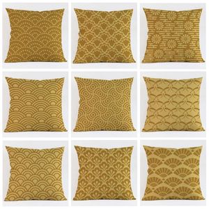 Kussen mode hoogwaardige katoenen linnen gele golf eenvoudige geometrie decoratieve kast cover auto covers sofa home decor