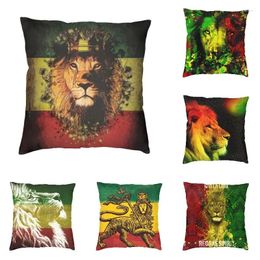 Kussen Fashion Jamaica King Rasta Lion Throw Case Home Decor Custom Jamaican Trotse Cover 45X45 PillowCover voor bank