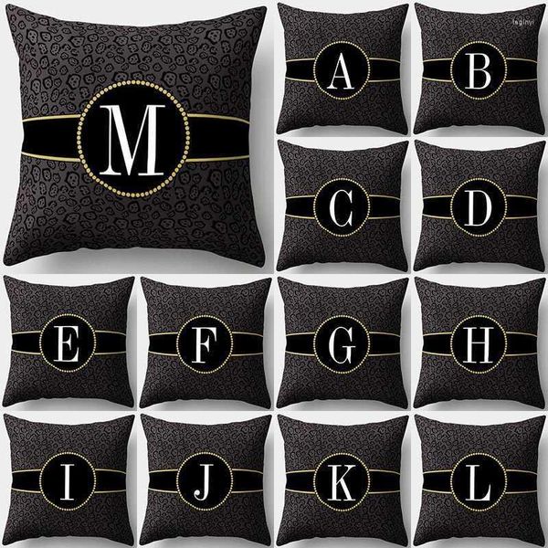 Oreiller mode léopard points motif 26 lettres couverture décorative 45x45cm taie d'oreiller Polyester coussins Case décor à la maison