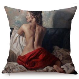 Funda de almohada de moda Sexy para mujer, pintura al óleo Funky, decoración artística, funda de sofá para habitación de hombre con trasero encantador para mujer, Cojines para coche