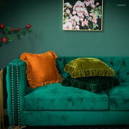Kussen mode vaste kleur ins lotus blad zacht fluwelen huizendecoratie sofa kussensloop vrije tijd
