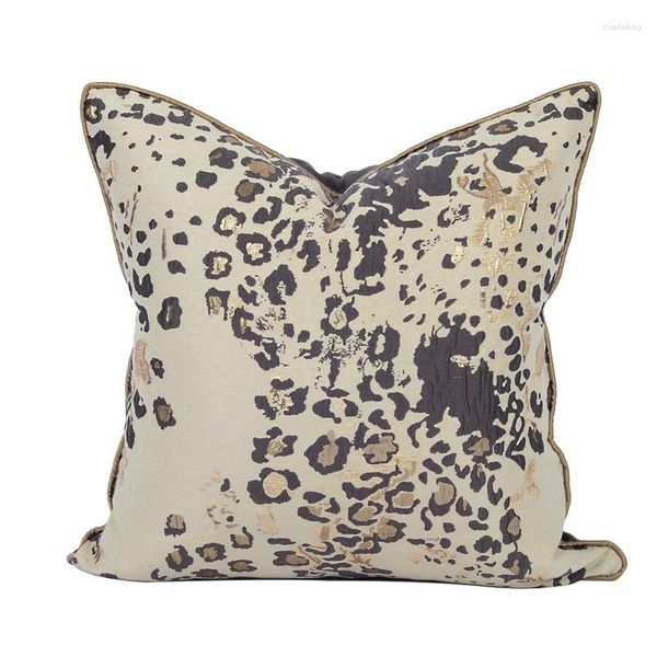 Almohada Moda Cubierta cuadrada Funda de almohada decorativa Simple Moderno Clásico Estampado de leopardo Jacquard Sofá de lujo Decoración de primos