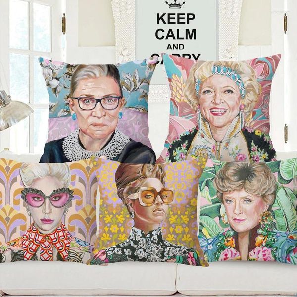 Almohada Moda Tropical Jungle Retratos Cubierta Golden Girls Art Print Sofá decorativo Funda cuadrada