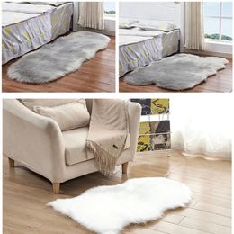 Oreiller en fausse fourrure en peau de mouton 60 x 90 cm tapis moelleux blanc moelleux pour le canapé de chambre à coucher carpet de tapis décoration sans glissement