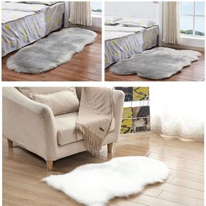 Almohada de piel sintética de piel de oveja 60 x 90 cm alfombras blancas blancas para el dormitorio sofá alfombra decoración de sala de estar sin deslizamiento