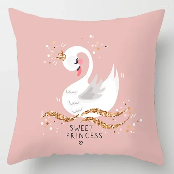 Almohada Flamingo Funda de almohada Pluma de lujo Moda simple Impresión geométrica Carta de cubierta rosa 45x45 Decoración para el hogar 2024 J1918