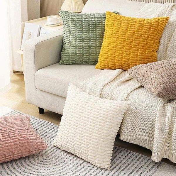 Couvercle de flanelle d'oreiller Soft Solid Decorative carré caser d'oreiller printemps pour canapé canapé chaise de chambre à coucher décoration de la maison