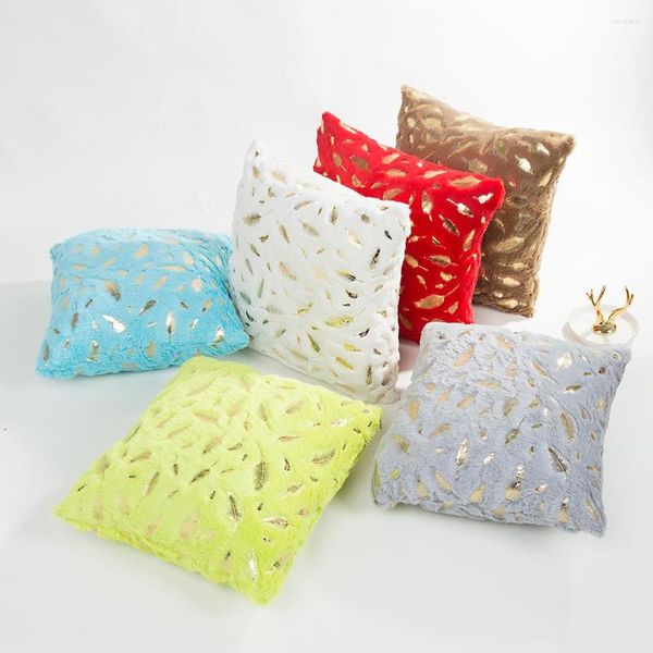 Oreiller flanelle taies d'oreiller blanc couvre plume dorée doux S pour la décoration intérieure canapé chaise lit couleur unie