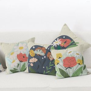 Kussen vlas boho bedek bloemen en planten decoratieve kussens kussens case woonkamer bank bed bank home decor