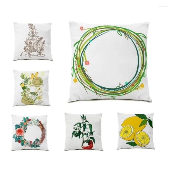 Fundas de almohada flocadas para decoración de cama, cubierta de planta para el hogar, estampado de 45x45, sofá para sala de estar, flor E0296