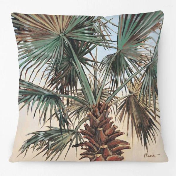 Housse d'oreiller florale et botanique, feuille de palmier dorée, étui décoratif de Style Tropical d'été