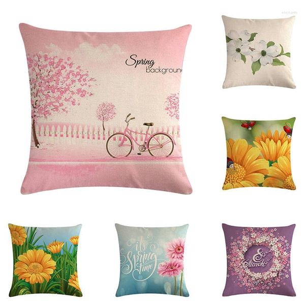 Kissen mit Blumenmuster, Blumenkranz, individuell gestalteter Baumwollleinen, dekorativer Bezug, Überwurfhülle, schicke rosa Mädchen-Geschenke, ZY955