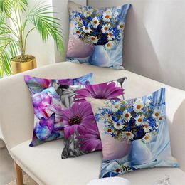 Oreiller de la série florale couverture fleurs de fleurs de pontage rose de tournesol tasier tai-oreiller pour la maison canapé chaise décoration