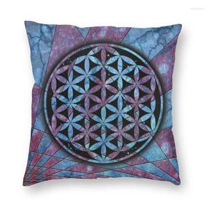 Oreiller Fleur de la vie Géométrie sacrée Couverture Mandala Boîtier de plancher géométrique double face pour canapé-taigne
