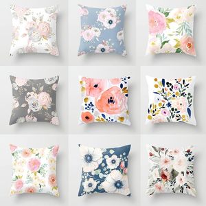 Kussenbloemen 3D bedrukte worpdeksels voor stoel polyester vierkant geweven deksel huisdecor cojines decorativos