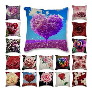 Kussenbloemen Roses Love Tree Luxe wortel Kaste Cover Home Living Room Decoratieve kussens voor bank Bedracar 45 Nordic