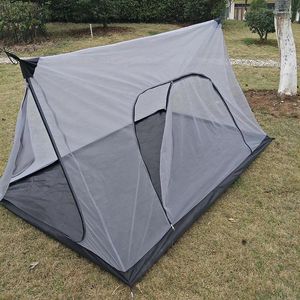 Oreiller Four Seasons Anti-Mosquito and Anti-Insect Portable Camping Outdoor A Word Tent Mosquito Net avec porte postale inférieure