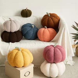 Almohada divertida calabaza color sólido en forma lindo niños mullido suave felpa sofá Halloween decoración del hogar accesorios moda