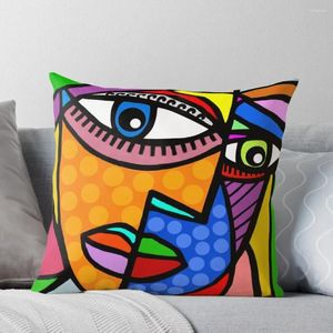 Pillow Funky Abstract Style Art Face avec des points et des rayures jetez des couvertures décoratives de canapé pour le luxe