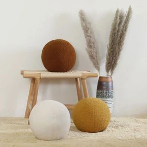 Oreiller drôle en peluche ronde en forme de boule de laine, couleur unie, peluche douce pour canapé, décoration de maison, bureau, repose-taille