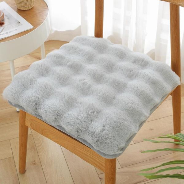 Oreiller en fourrure de luxe pour chaise, 45x45cm, Faux coussin moelleux et confortable, peluche épaisse et douce pour décoration de canapé et de salon