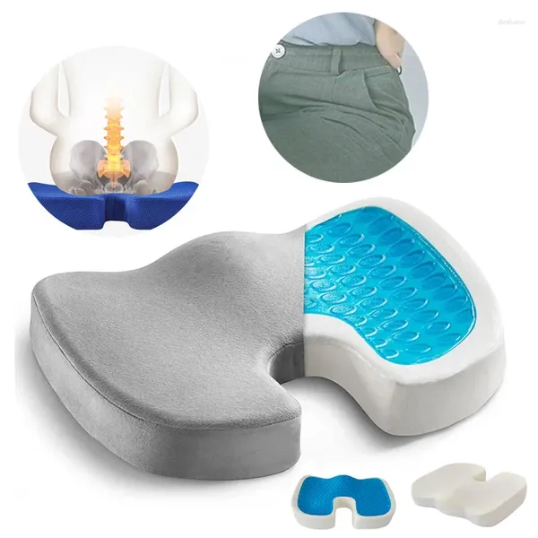 Almohada gel memoria espuma en forma de masaje en forma de U silla de oficina para automóvil para almohadilla de alivio de dolor
