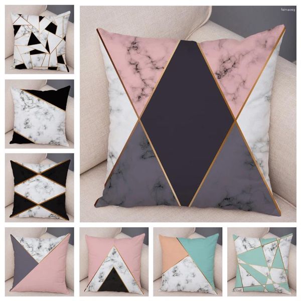 Housse de coussin géométrique abstraite en marbre, taie d'oreiller décorative pour la maison, le salon, le canapé, le lit et la voiture, style nordique 45