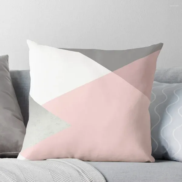 Pillow Geometry - Funda de cojín para sofá de lujo S, color gris rubor plateado