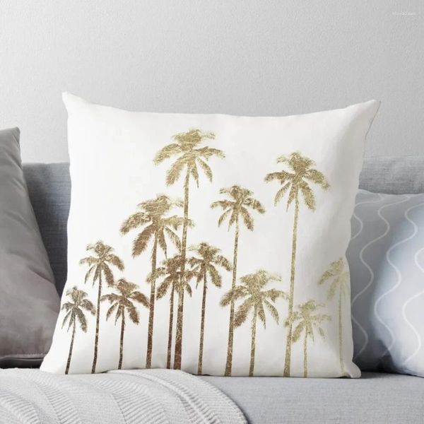 Pillow Glamorous Gold Tropical Palm Trees On White Throw Funda de almohada Funda rectangular