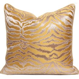 Almohada cubierta dorada decorativa brillante 45x45 sofá tigre tigre estampado jacquard arte moderno arte moderno silla de asiento