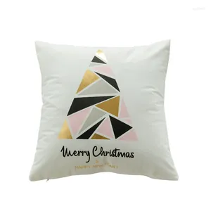 Pillow Golden Christmas Canapa S Home Decor No Inner Stamping Letter Geométrie Modèle Case pour la décoration x2