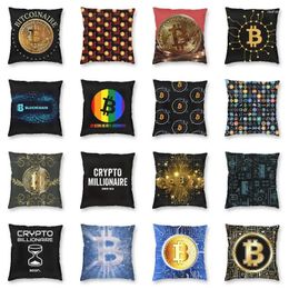 Pillow Golden Cryptocurrency Case Decoration Blockchain Blockchain Digital Currency Cover Thout for Living Room