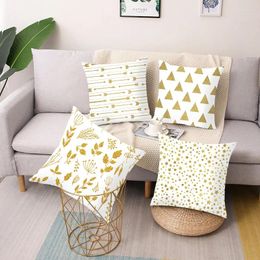 Pillow Golden Geométrique Polyester Printing Square Cover Sofa Sofa abstal d'oreiller Simple Home Decoration Ornements