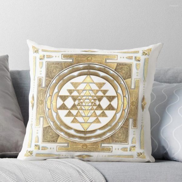 Almohada dorada sri yantra (fondo blanco) tapa de sofá set de lujo