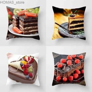 Kussen Gourmet Cake Print Gooi Cover Restaurant Decor Sofa Kussen Kamer Thuis 45x45cm Y240401