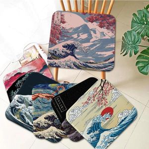 Coussin de siège carré Great Wave, tapis de chaise en peluche douce pour la maison, tabouret de Bar de bureau d'hiver