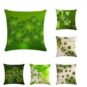 Pillow Green Clover St Patrick's Day Throw Cover Cover Linen Cotton pour canapé décor intérieur capa de almofadas zy796
