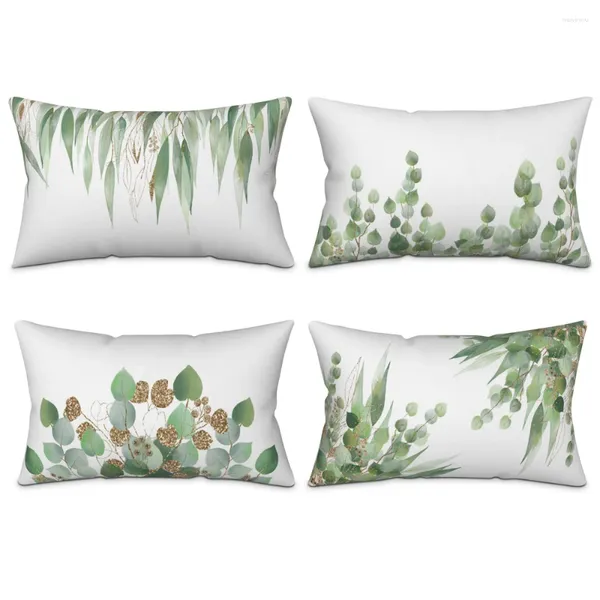 Almohada Verde Planta dorada Hoja Funda de almohada Poliéster Sofá para el hogar Funda para oficina Funda para sofá al por mayor Cojines