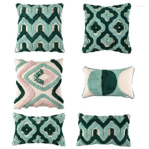Pillow Green Series Boho Style Ethnique Cover Tufted Handmade Couvriers Home Decor Back Rackrack